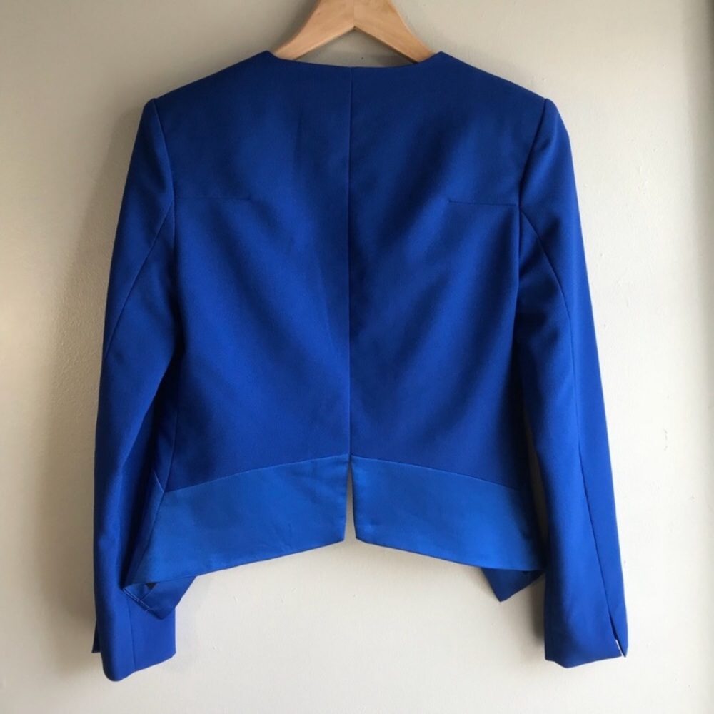 Aryn K Structured Blue Pointed Blazer, Size S - image 2